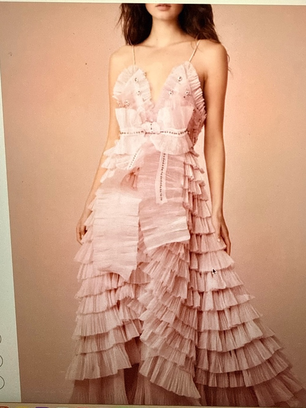 ISO - LoveShackFancy Irina Ruffled Maxi Dress in Blush Pink size 6